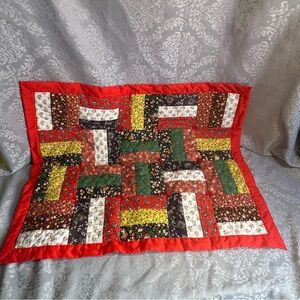 Vintage Handmade Baby Quilt unisex 28” X 22” Red Patchwork